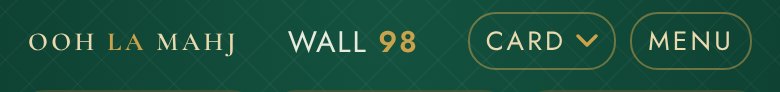The top of the table: the wordmark, WALL 98, and the CARD and MENU buttons.